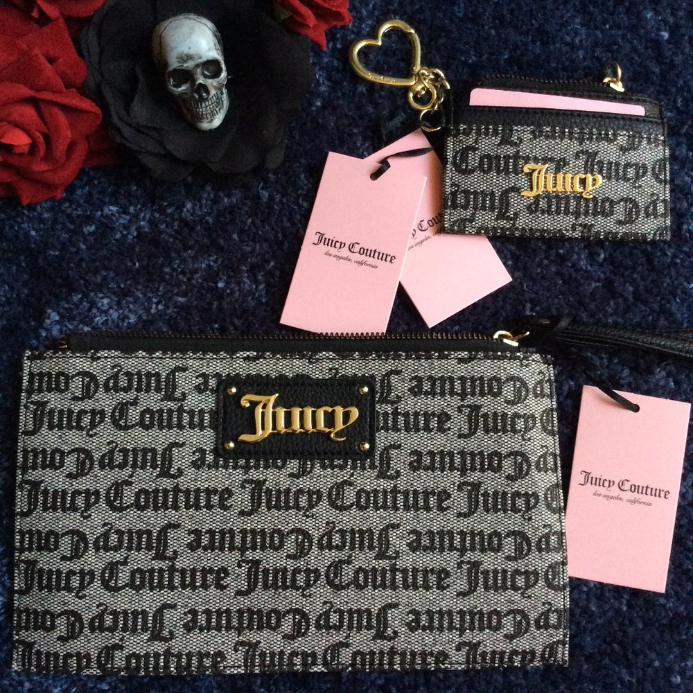 Juicy Couture clutch wristlet and matching card holder wallet